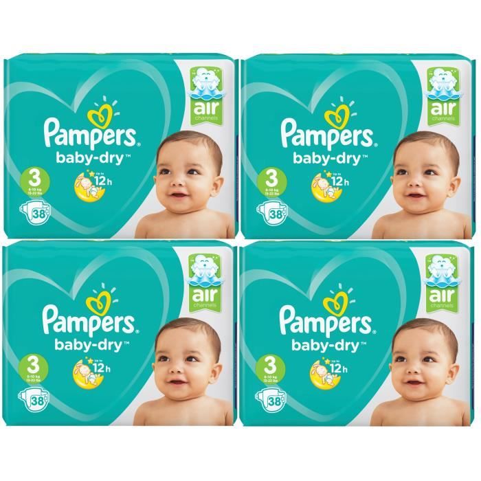 Pampers Baby Dry Taille 3 Midi 610kg 152 Couches Cdiscount