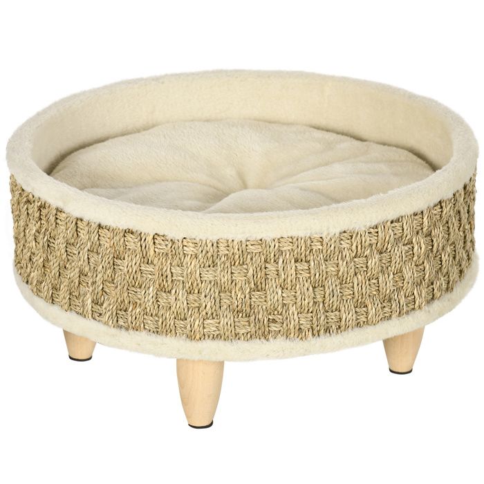 PawHut - Panier pour Chien - Peluche (100 % polyester) - 48x48x24.5cm - Beige
