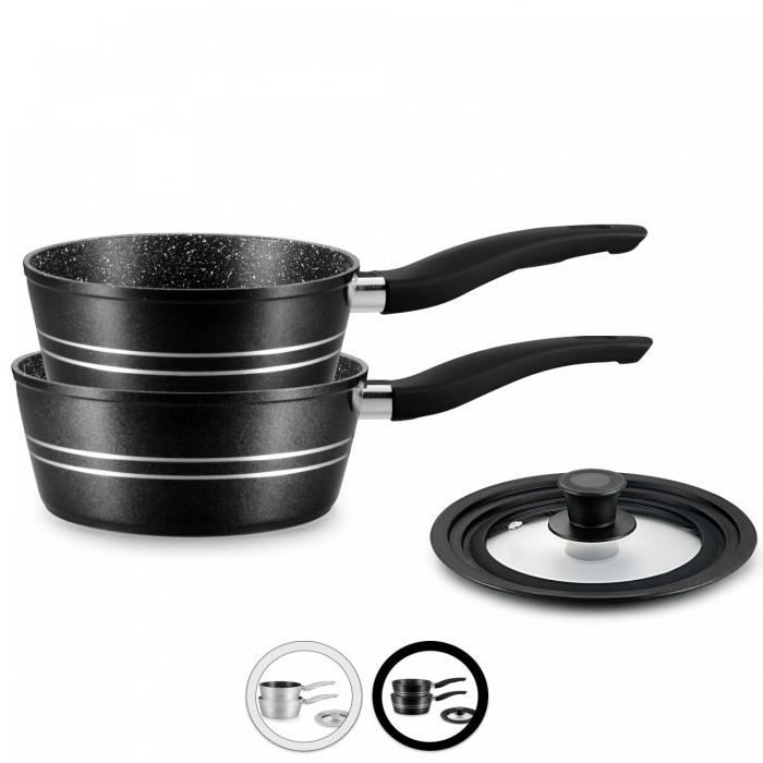 Royalty Line RL-FS2M: 3 Pieces Saucepan Set with Marble Coating