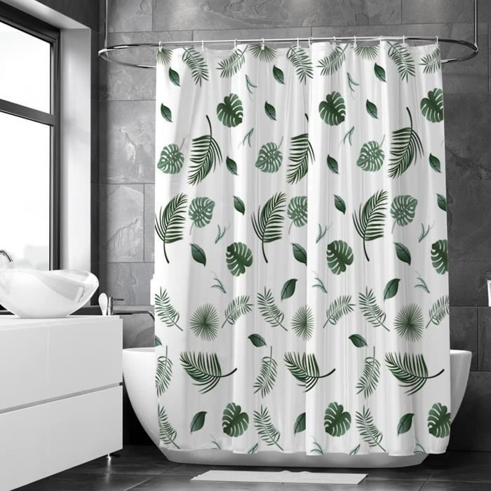 WOLTU Rideau De Douche Anti-moisissure, Rideau De Baignoire 100% Polyester Avec Œillets, Ourlet Alourdi, 200x200cm Blanc