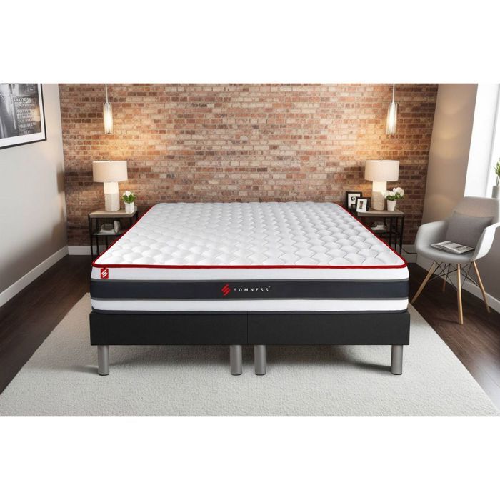 Matelas 160 x 200 cm hybride ressorts ensachés 5 zones et mousse à