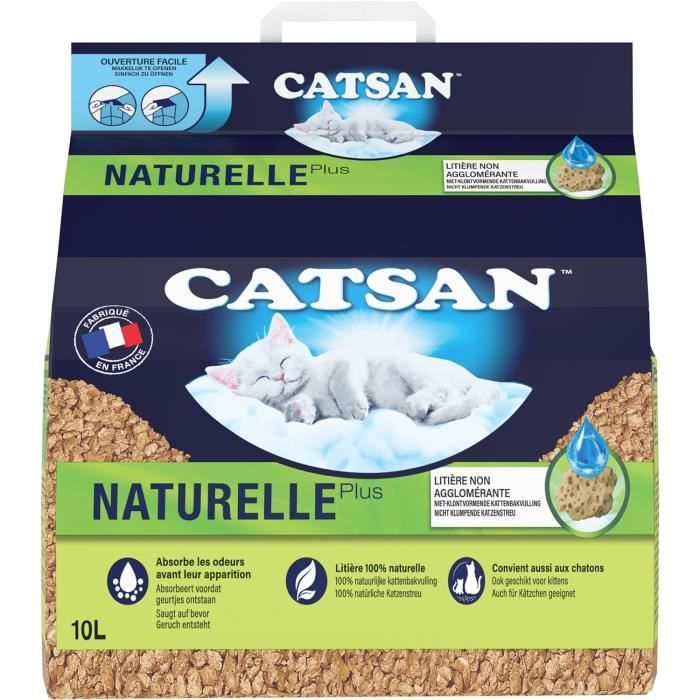 CATSAN Naturelle Plus Litière Végétale Pour Chat Sac de 10L Non