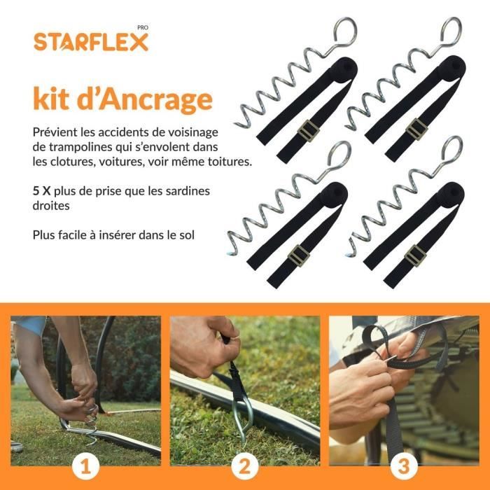 Lot De 4 Ancrages Métalliques Anti-rouille Pour Trampoline, Tente, Balançoire – Installation Rapide Avec Perceuse, Résiste Au Vent Fort