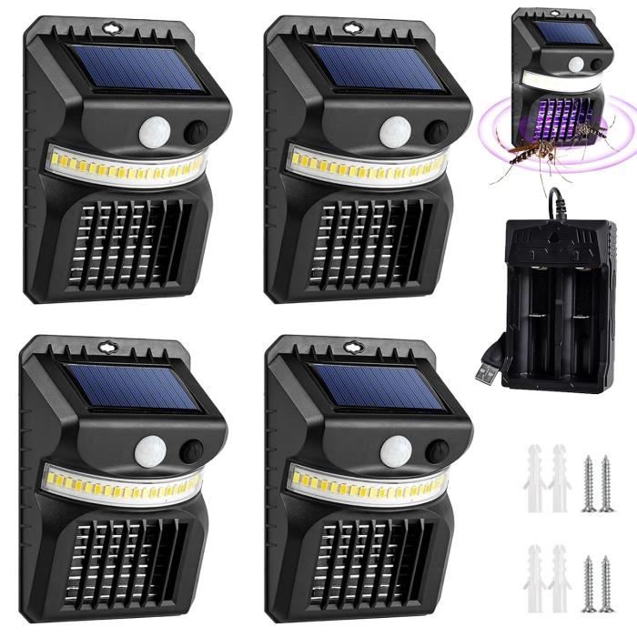 Piège à Insectes Solaire D'extérieur étanche 4500 V Haute Puissance - Tueur De Moustiques électrique Rechargeable Pour Terrasse, Jardin, Jardin, Camping -car, étang