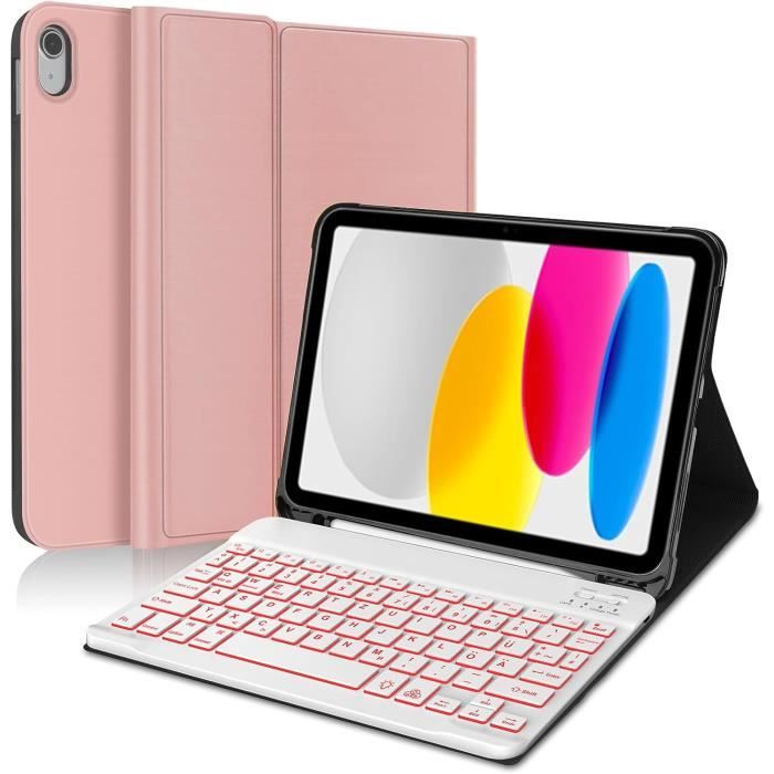 Clavier Bluetooth Magnétique Pour IPad 11e & 10e Génération - Étui AZERTY Français Avec Porte-Crayon - Rose