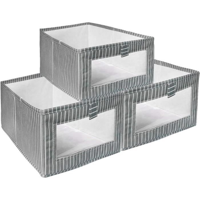 HJYDGJ Lot De 3 Boîtes De Rangement Pliables Extensibles Avec Poignées – Organisateur D'Armoire Et Tiroirs Ultra-Pratique – Crème