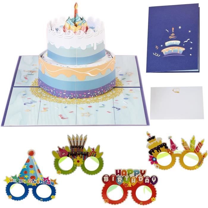 Carte D'anniversaire Pop-up 3D Avec Gâteau Et Feux D'artifice - Inclut Carte à Message - 9