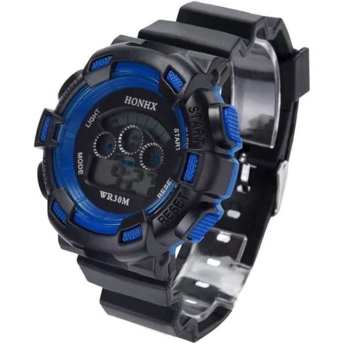 Hemobllo Montre Numérique étanche Pour Enfants – Motif Camouflage, Réveil, Chronomètre, Rétroéclairage LED, 30 M – Gris Clair