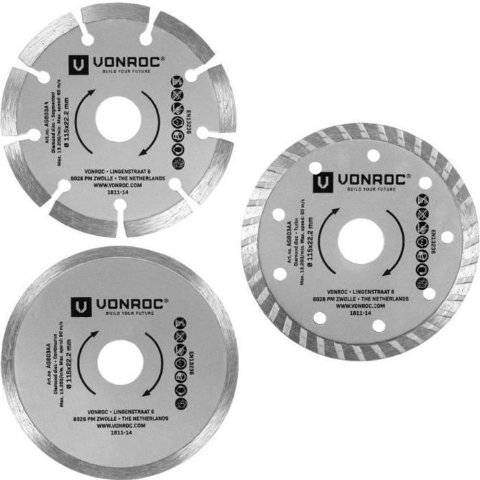disques diamant 115mm universels 3 pieces pierre beton et ceramique ag803aa cdiscount bricolage
