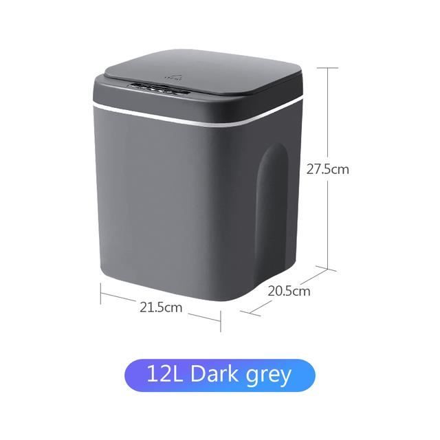 Poubelle Automatique De Cuisine 12L - Couvercle Sensoriel, Rechargeable USB, Étanche IPX3, Design Compact | Pour Bureau, Salle De Bain - 5