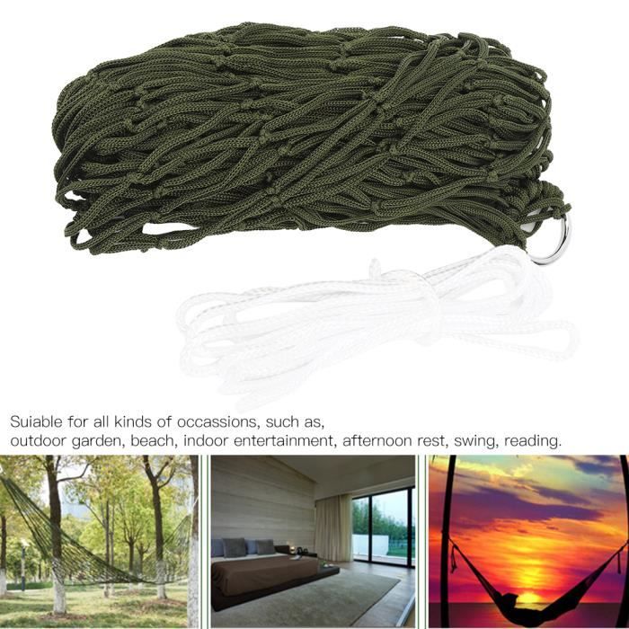Hamac MalloMe Nylon Vert – Léger, Portable, Capacité 272 Kg – Simple Ou Duo