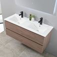 LuxuryBain - Meuble de salle de bain double vasque 120cm bois foncé avec miroir led LB-8331-1