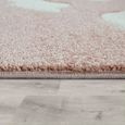 Tapis Chambre Enfant Adorable Couleurs Pastel Motif Nuages Poils Ras En Rose Blanc [140x200 cm]-1