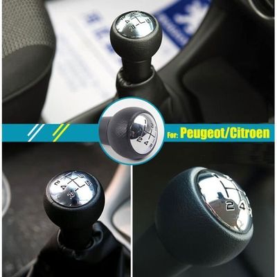 Pommeau Levier Vitesses Noir Pour Peugeot/Citroën - Compatible 208, 308, C3, C4, Etc.