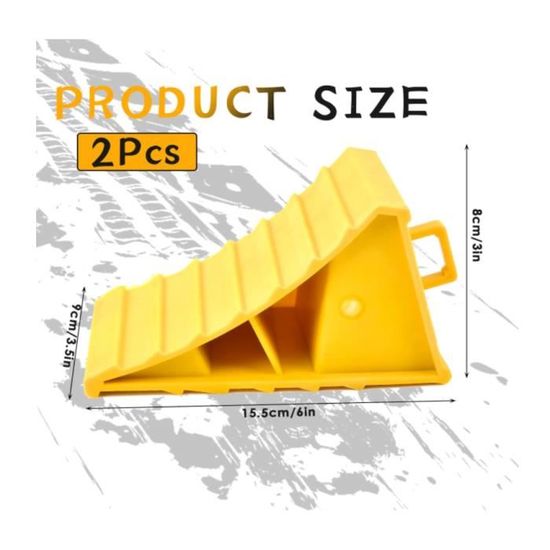Pr1me Lot De 2 Cales De Roue Antidérapantes - Jaune Vif, Pour Pneus Jusqu'à 66 Cm, Camping-Car & Voiture