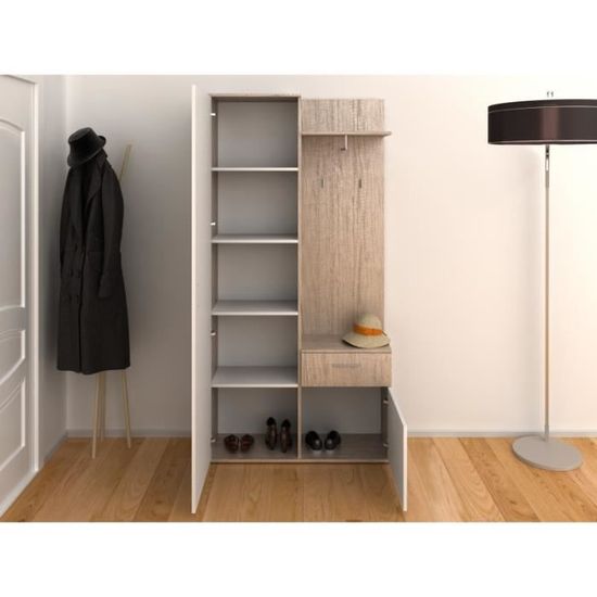 Armoire D Entree Chloee Imitation Chene L 197 X L 30 X H 195