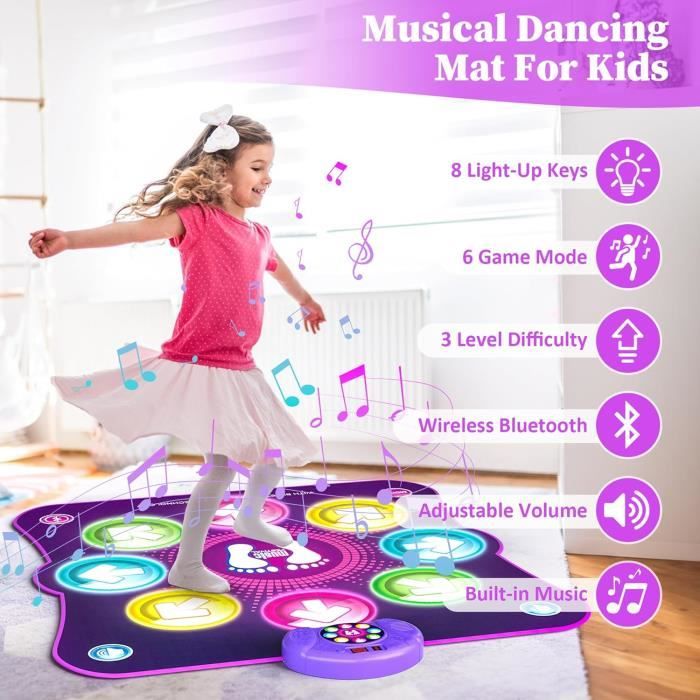 Tapis de Danse pour Enfants, Danse de Tapis Musical Tactile avec Lumières  LED, 3 Modes Niveaux