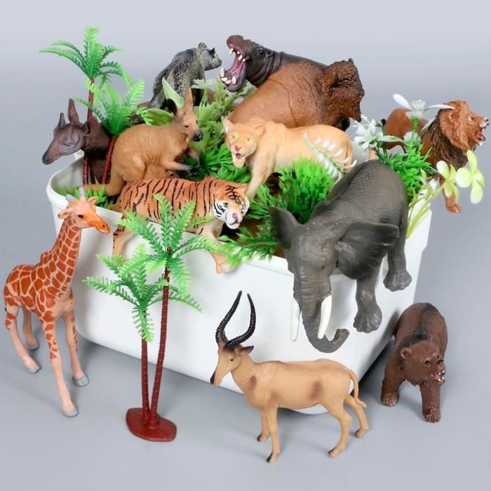 Dx04 - Simulation de figurines d'animaux sauvages, Modèle Lion, Jouet en  vache de renne pour enfants garçons
