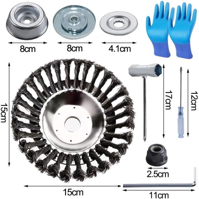 Brosse Rotative Tête De Désherbage - GIGICIAL - 6/8 - Alésage 25,4 Mm - Fil D'acier Tete Debroussailleuse