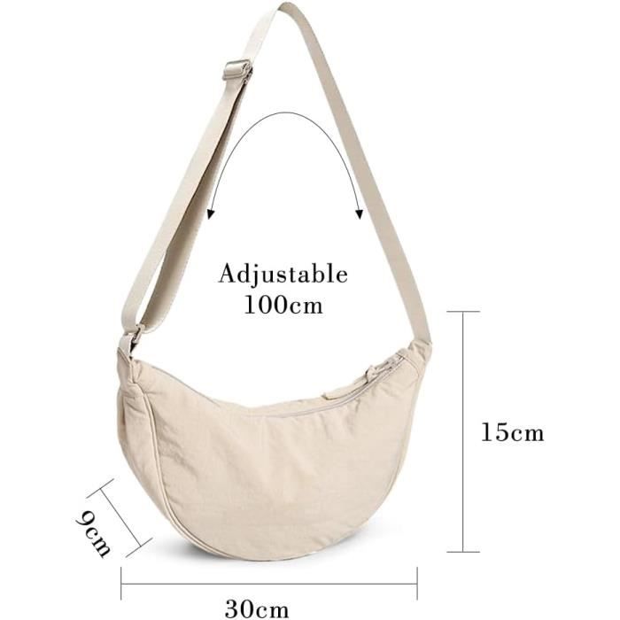 Sac Bandoulière Demi-lune Matelassé Pour Femme - Nylon Léger, Sangle Réglable | Sac Puffer Croissant Tendance