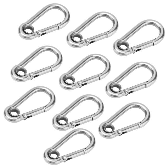 Lot de 10 mini mousquetons argentés de 3 cm pour camping, randonnée, sac à dos, pêche, activités de plein air Lot de 10 mini mousquetons argentés de 3 cm pour camping, randonnée, sac à dos, pêche, activités de plein air