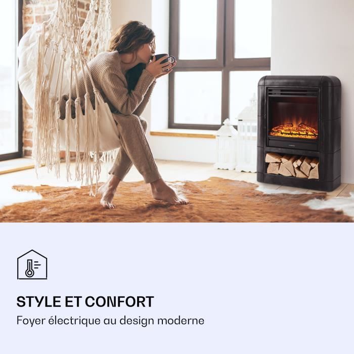 Cheminée électrique effet flamme - Klarstein - 1800/900 W - fausse cheminée  LED - cheminee decorative avec telecommande - blanc - Cdiscount Bricolage