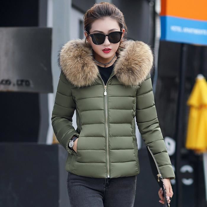 Court Doudoune Femme Slim Grande Taille Fourrure Blouson 2017