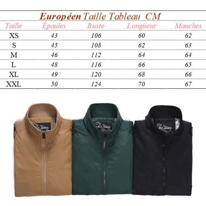 Taille homme veste top