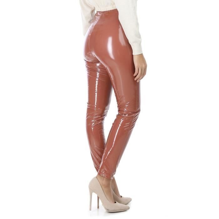 Pantalon en vinyle terre de sienne Marron Cdiscount Pr t Porter