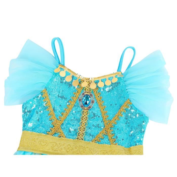 B&M Déguisement Robe de Aladdin Princesse Jasmine pour Enfants Filles -  Cosplay Costume De Carnaval d'halloween 9-10 ans : : Jeux et Jouets
