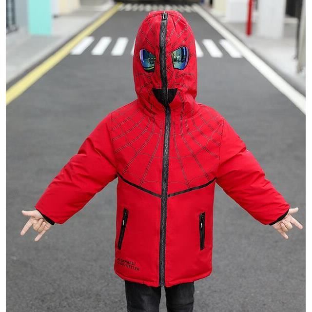 Enfant Garçon Spider-man Veste à capuche Enfants Manteau chaud d'hiver