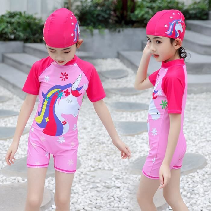 Maillot De Bain Une Pièce Licorne Pour Fille De 1 à 8 Ans Rose Avec Tête De Licorne | Boutique Licorne
