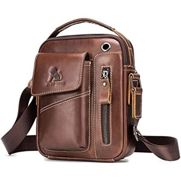 ROCK Sacoche Homme Cuir Sacoche Bandouliere Homme Vintage Cartable