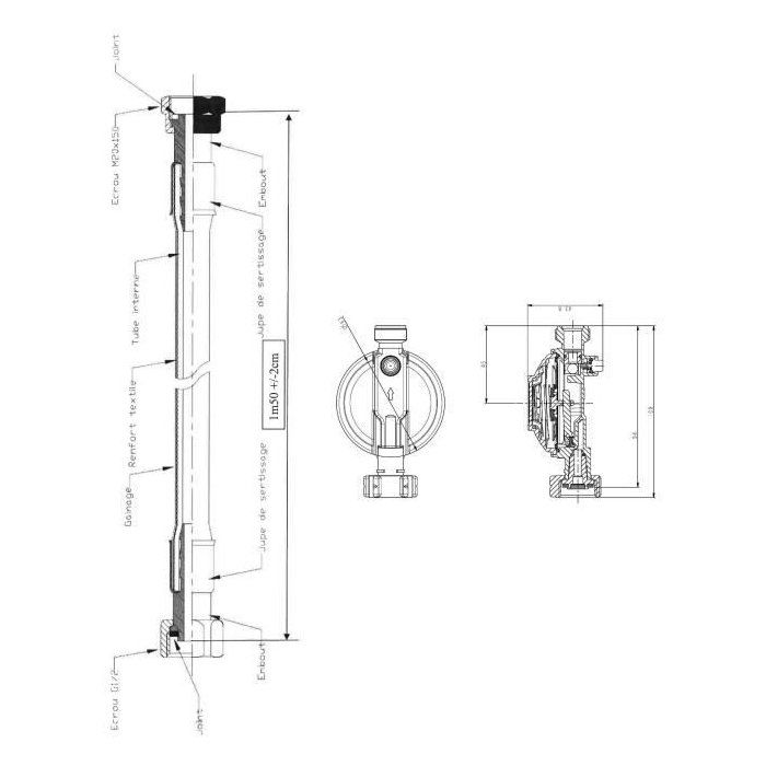 Kit Détendeur Gaz Butane 28 Mbar + Tuyau Flexible 1,5m - Pour Chauffage, Cuisinière, Réchaud