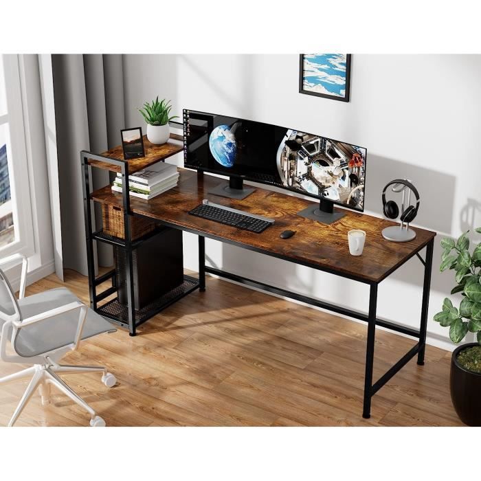 HOMIDEC Bureau d'ordinateur,Table de Bureau avec tiroirs Bureau d'écriture  d'étude pour la Maison avec étagères de Rangement, Bureaux et postes de  Travail pour Bureau à Domicile Chambre （100x50x75cm） : : Cuisine et