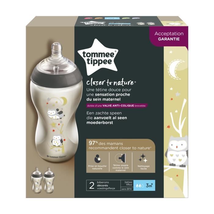 Biberon Closer To Nature 340ml 3m+ Chouette - Tommee tippee