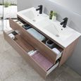 LuxuryBain - Meuble de salle de bain double vasque 120cm bois foncé avec miroir led LB-8331-2