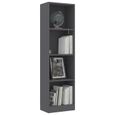 4120ROMAN® Bibliothèque Rétro Design,Meuble Étagère de Rangement Assemblage Facile à 4 niveaux Gris 40x24x142 cm Aggloméré-2