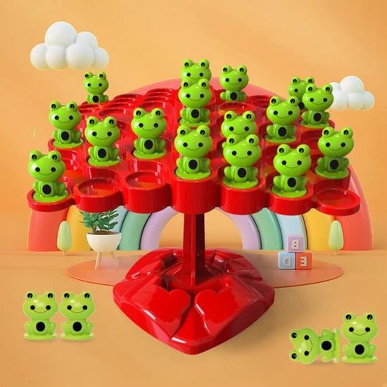Jeu D'équilibre Grenouilles – Balance Avec Dés Et 50 Grenouilles – Défis Motricité – Cadeau 2 Ans+