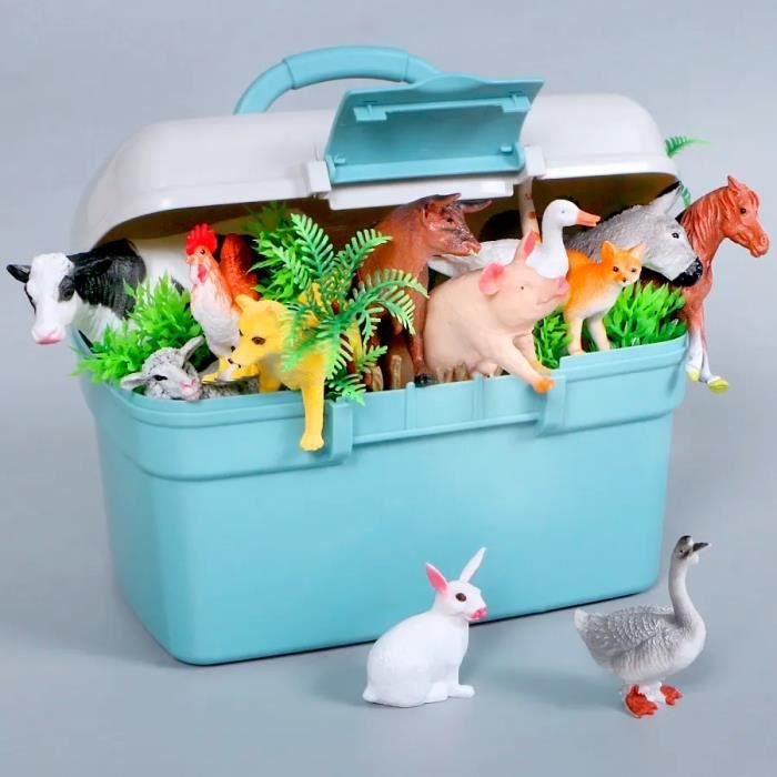 Animaux de ferme miniatures pour enfants, modèle de jouets de simulation,  décoration de ferme, clôture de