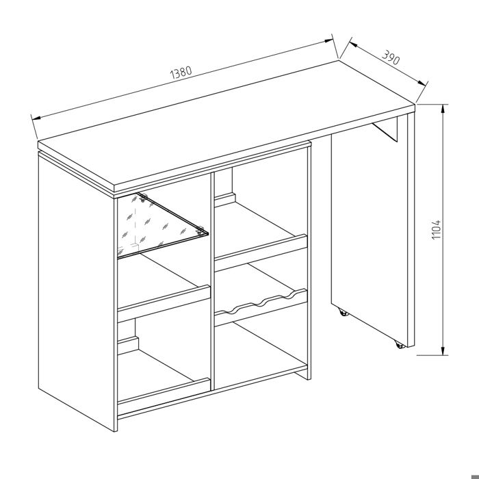 Table De Bar Vicco - Blanc Et Anthracite - Avec étagères Et Compartiments - 117 Cm
