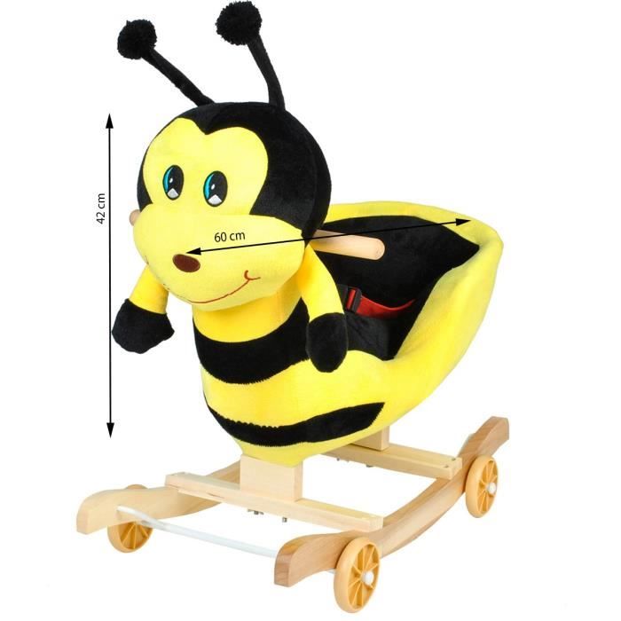 Cheval bascule animal porteur jouet 2 en 1 Jaune Abeille