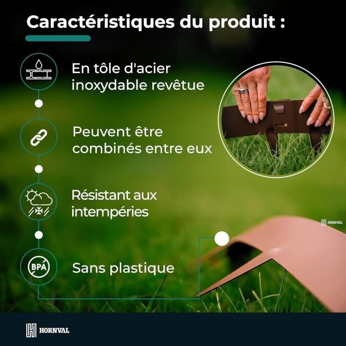 Jopassy Bordure De Jardin Avec Pointes DIY Bordure De Pelouse Bordure De Gazon Galvanisé Métal