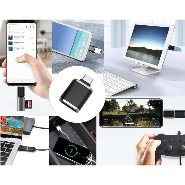 Câble USB OTG pour smartphone Samsung Galaxy S22, S21, S20, S10, S9, A52,  A51 - Adaptateur OTG