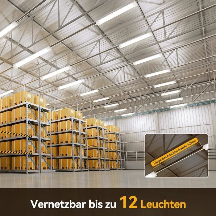 Reglette LED 40cm 18W 1800lm 4000K IP65 - Éclairage Connectable Pour Garage, Atelier, Cuisine