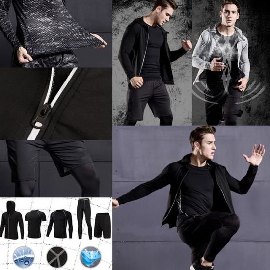 Collant Running pour Jogging Athletisme Football Cyclisme Course Gym Tenue de Sport Fitness Compression Surv/êtement,Shirt Compression