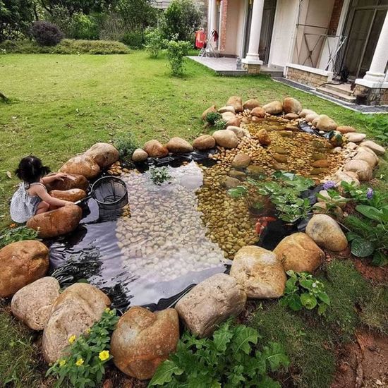 Bâche Étang ECUTEE LLDPE 6m X 4m - Housse Bassin Jardin, Anti-UV, 0.5mm D'Épaisseur, Pour Poissons Et Plantes