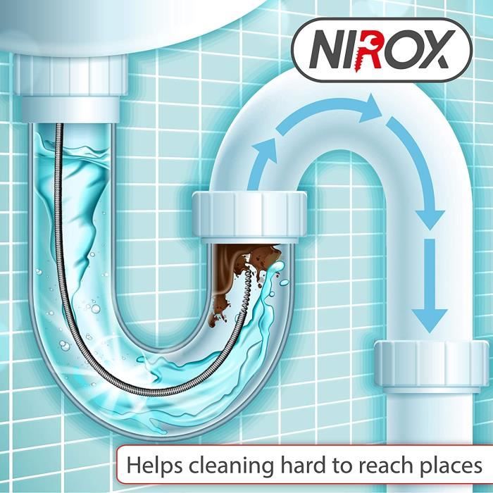 Nirox Déboucheur à manivelle 3 m x 5 mm - Furet idéal pour enlever les  cheveux - Débouchage canalisation pour le nettoyage des tuyaux - Outil en