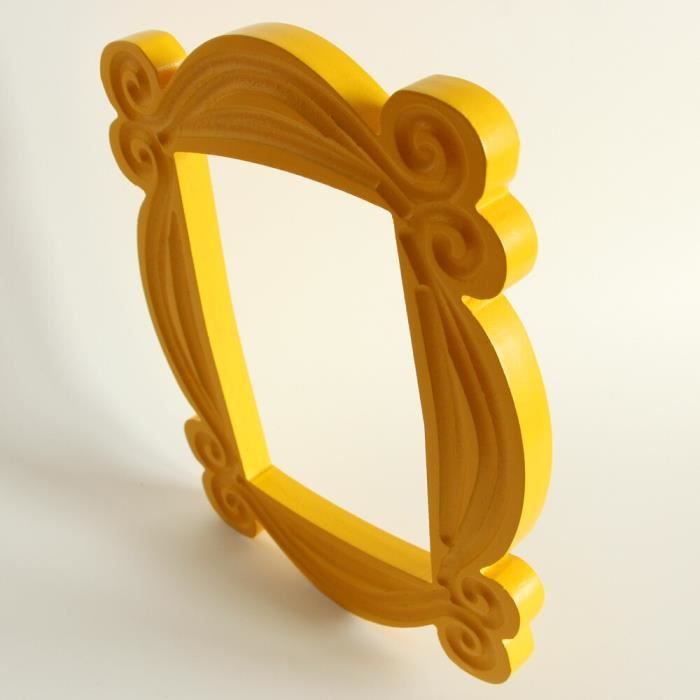 Cadre Photo Rétro en Bois Jaune - Décoration Murale Friends Merchandising - Judas pour Porte d'Entrée - 25,5 x 20,5 x 1,5 cm