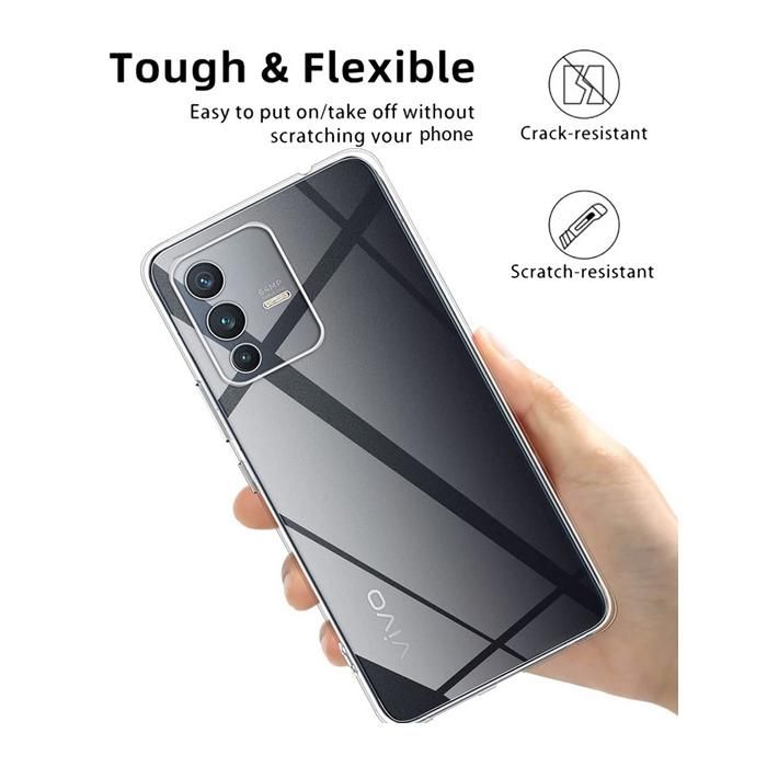 Coque Silicone Fine + Film écran Pour Vivo V23 5G - Noir, Marque HTD Mobiles, Neuf